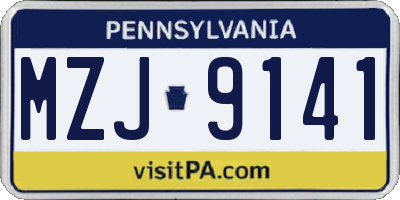 PA license plate MZJ9141