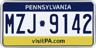PA license plate MZJ9142