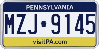 PA license plate MZJ9145