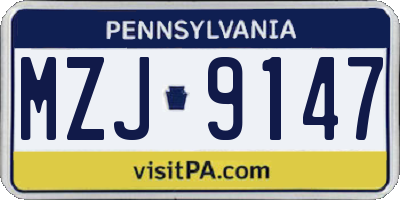 PA license plate MZJ9147