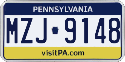 PA license plate MZJ9148