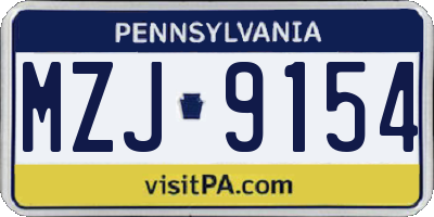 PA license plate MZJ9154