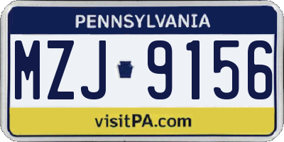 PA license plate MZJ9156