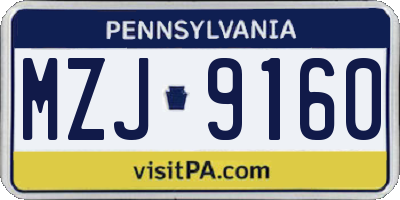 PA license plate MZJ9160