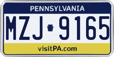PA license plate MZJ9165