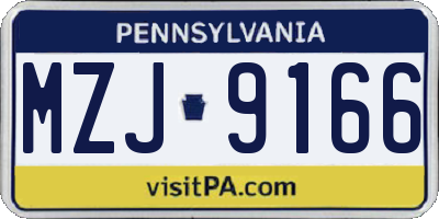 PA license plate MZJ9166