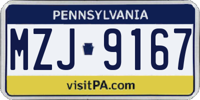 PA license plate MZJ9167