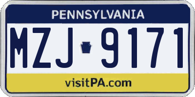 PA license plate MZJ9171
