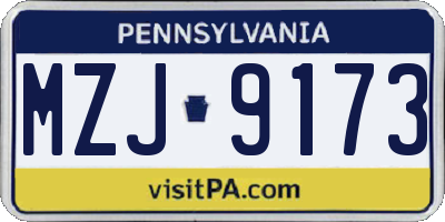 PA license plate MZJ9173