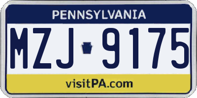 PA license plate MZJ9175