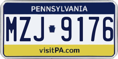 PA license plate MZJ9176