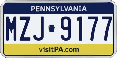 PA license plate MZJ9177