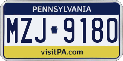 PA license plate MZJ9180