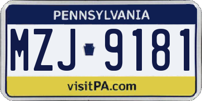 PA license plate MZJ9181