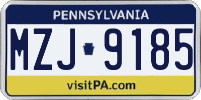 PA license plate MZJ9185
