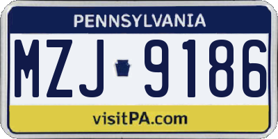 PA license plate MZJ9186
