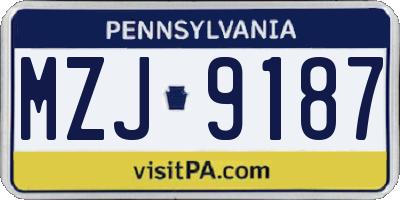 PA license plate MZJ9187