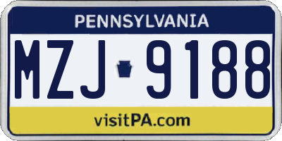 PA license plate MZJ9188