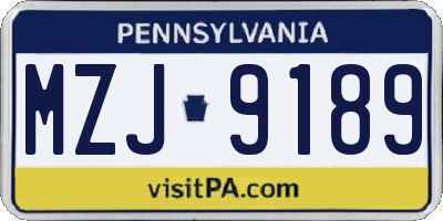 PA license plate MZJ9189