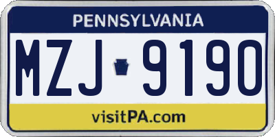 PA license plate MZJ9190
