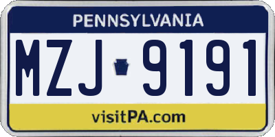 PA license plate MZJ9191