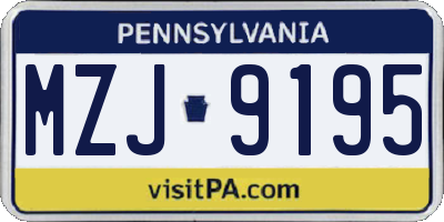 PA license plate MZJ9195