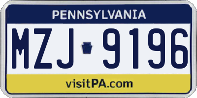 PA license plate MZJ9196