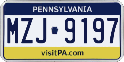 PA license plate MZJ9197