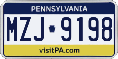 PA license plate MZJ9198