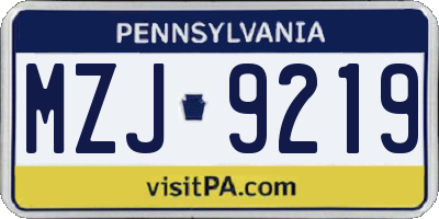 PA license plate MZJ9219