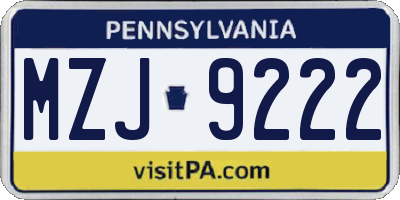 PA license plate MZJ9222