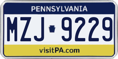 PA license plate MZJ9229