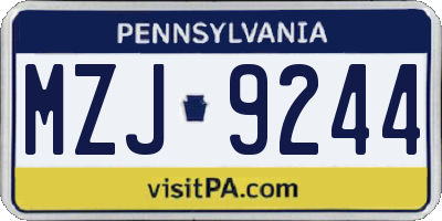 PA license plate MZJ9244