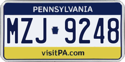 PA license plate MZJ9248