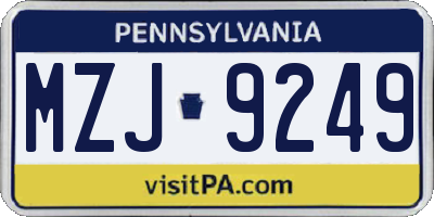 PA license plate MZJ9249