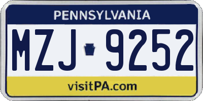 PA license plate MZJ9252