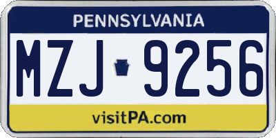 PA license plate MZJ9256