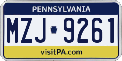 PA license plate MZJ9261