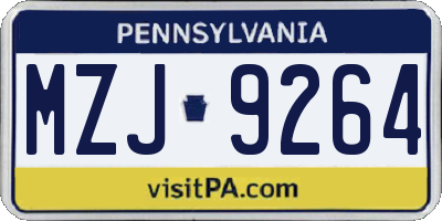 PA license plate MZJ9264