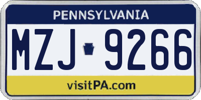 PA license plate MZJ9266