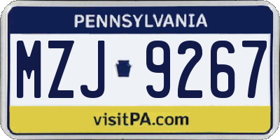 PA license plate MZJ9267
