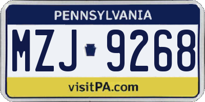 PA license plate MZJ9268