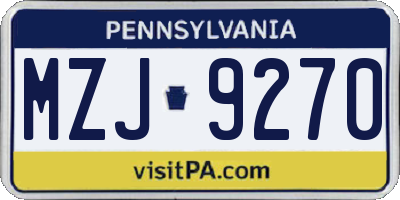 PA license plate MZJ9270