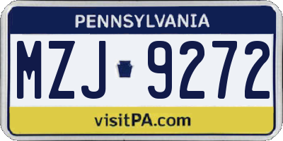 PA license plate MZJ9272