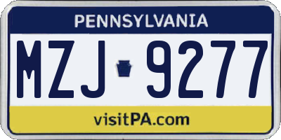 PA license plate MZJ9277