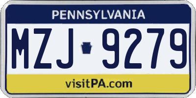 PA license plate MZJ9279