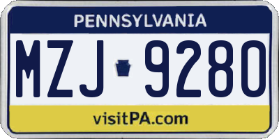 PA license plate MZJ9280