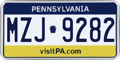 PA license plate MZJ9282