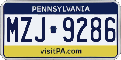 PA license plate MZJ9286