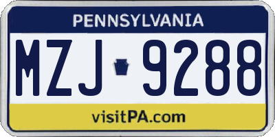 PA license plate MZJ9288